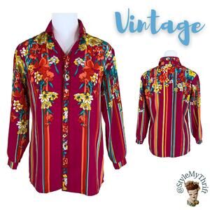 Vtg 90s Bold Shirt Supermodel BarbieCore Rockabilly Punk Girlie Western Retro 60